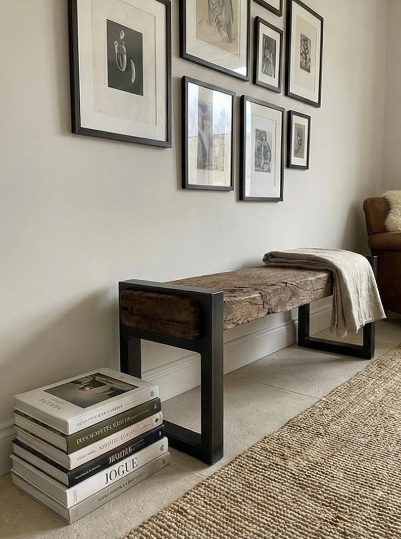 Reclaimed Oak Entry Bench – Rustic Farmhouse Hallway Furniture image 4