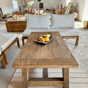 Natural Rustic Coffee Table, Barnwood Farmhouse Table, Reclaimed Coffee Table Wooden, Rustic Reclaimed Wood Table image 5