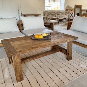 Natural Rustic Coffee Table, Barnwood Farmhouse Table, Reclaimed Coffee Table Wooden, Rustic Reclaimed Wood Table image 3