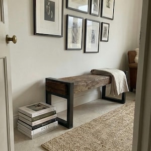 Reclaimed Oak Entry Bench – Rustic Farmhouse Hallway Furniture image 12