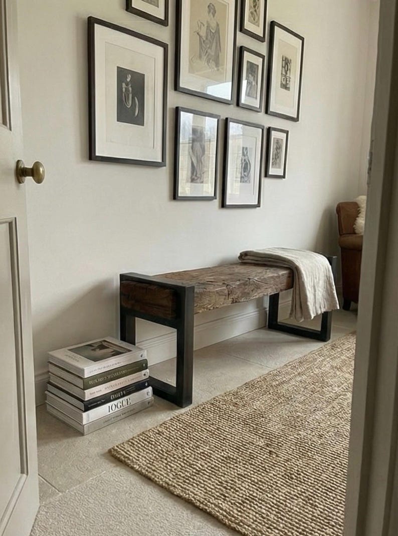 Reclaimed Oak Entry Bench – Rustic Farmhouse Hallway Furniture image 12