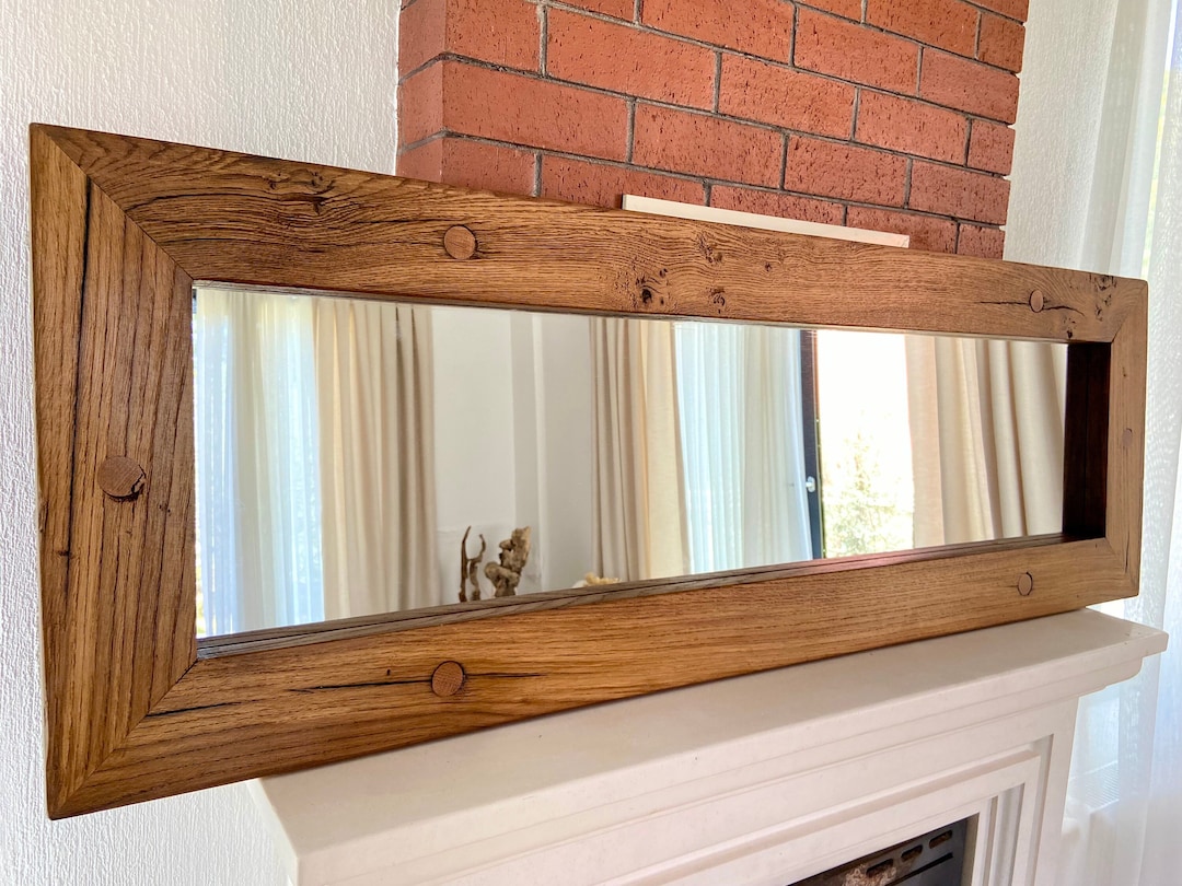 Full Length Rustic Mirror Wood Frame, Full Body Mirror Floor Length