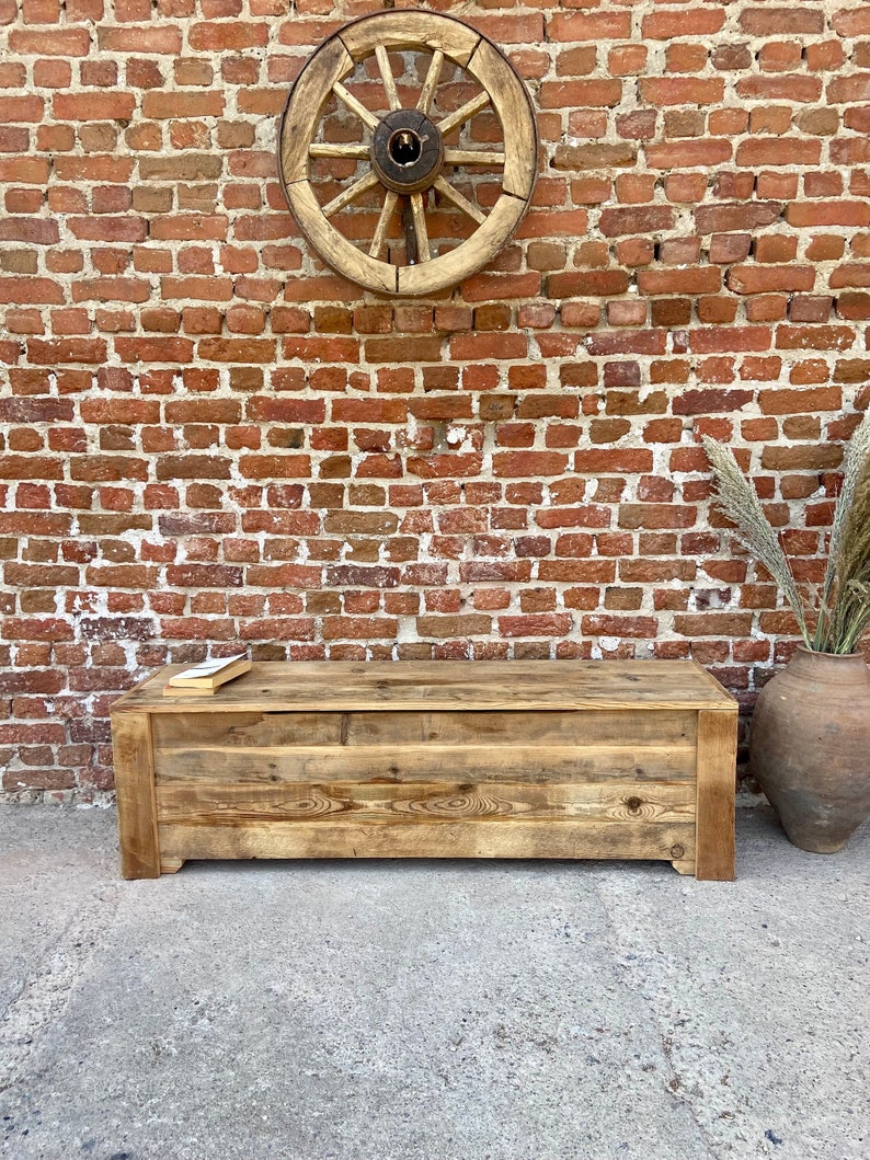 Rustic Wood Entry Bench with Storage, Storage Bench for EntryWay Furniture, Wooden Bedroom Bench Storage, Bed Storage Bench Entryway image 6