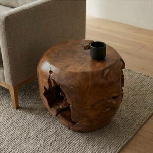 Organic Teak Root Side Table – Solid Wood Accent Stool - Etsy