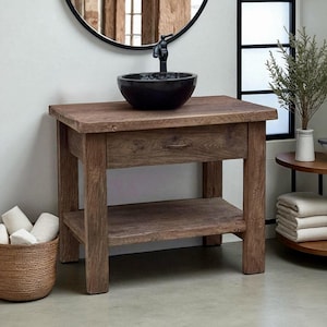 36 Inch Barn Wood Vanity – Rustic Farmhouse Style Cabinet without Sink