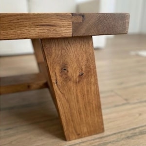 Chunky Reclaimed Oak Coffee Table – Handcrafted Solid Wood Table - Long Living Room Furniture image 4