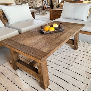 Natural Rustic Coffee Table, Barnwood Farmhouse Table, Reclaimed Coffee Table Wooden, Rustic Reclaimed Wood Table image 8