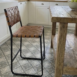 Reclaimed Oak Kitchen Island Table – Rustic Farmhouse Counter Height Table with Storage Shelf image 17