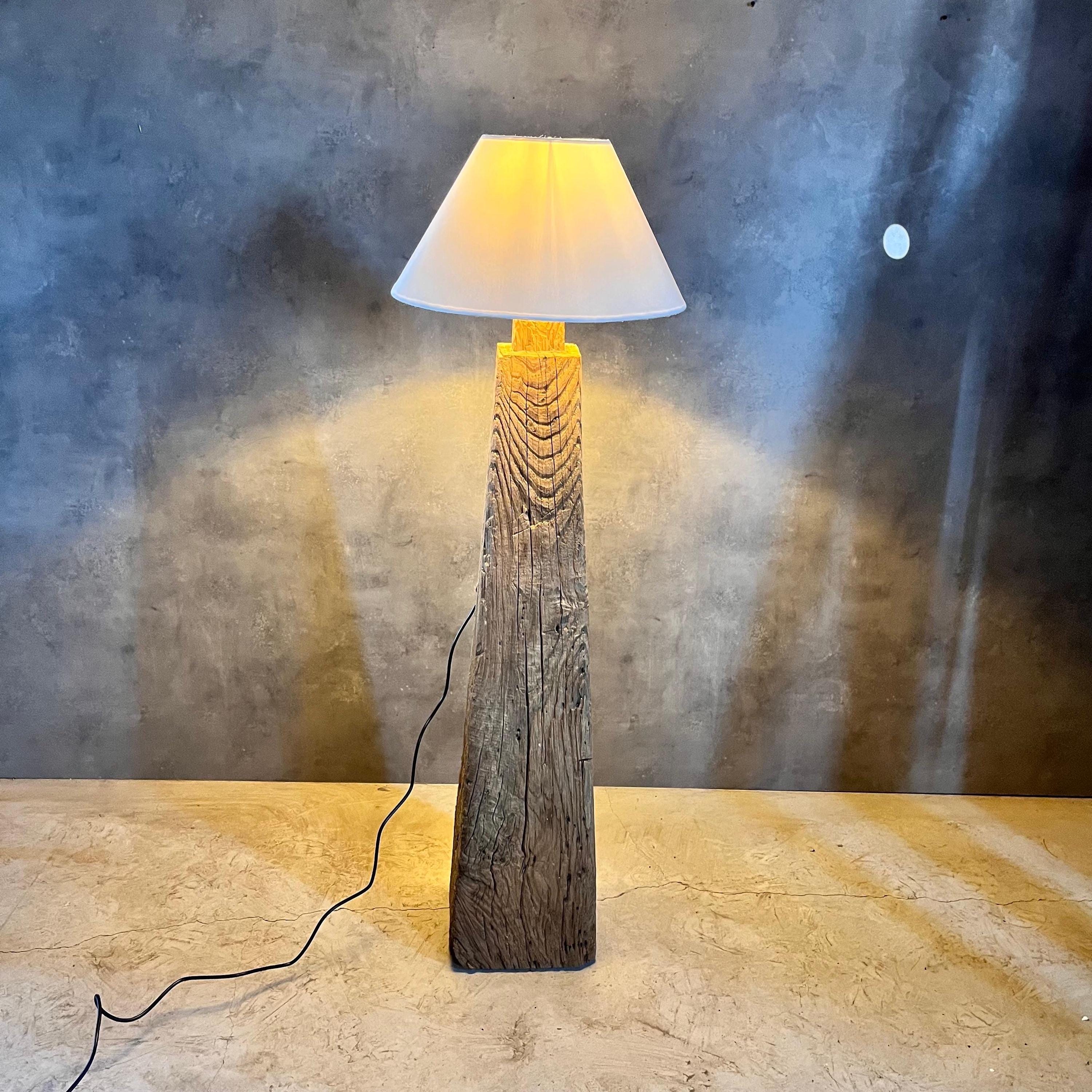 Rustic Tall Oak Floor Lamp – Japandi Wabi-sabi Style Standing
