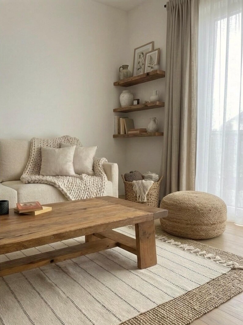 Chunky Reclaimed Oak Coffee Table – Handcrafted Solid Wood Table - Long Living Room Furniture image 8