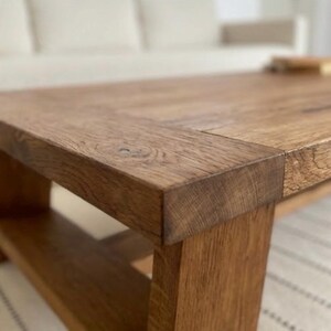 Chunky Reclaimed Oak Coffee Table – Handcrafted Solid Wood Table - Long Living Room Furniture image 7