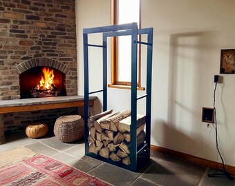 Heavy Duty Firewood Log Holder – Blacksmith Made Iron Rack for