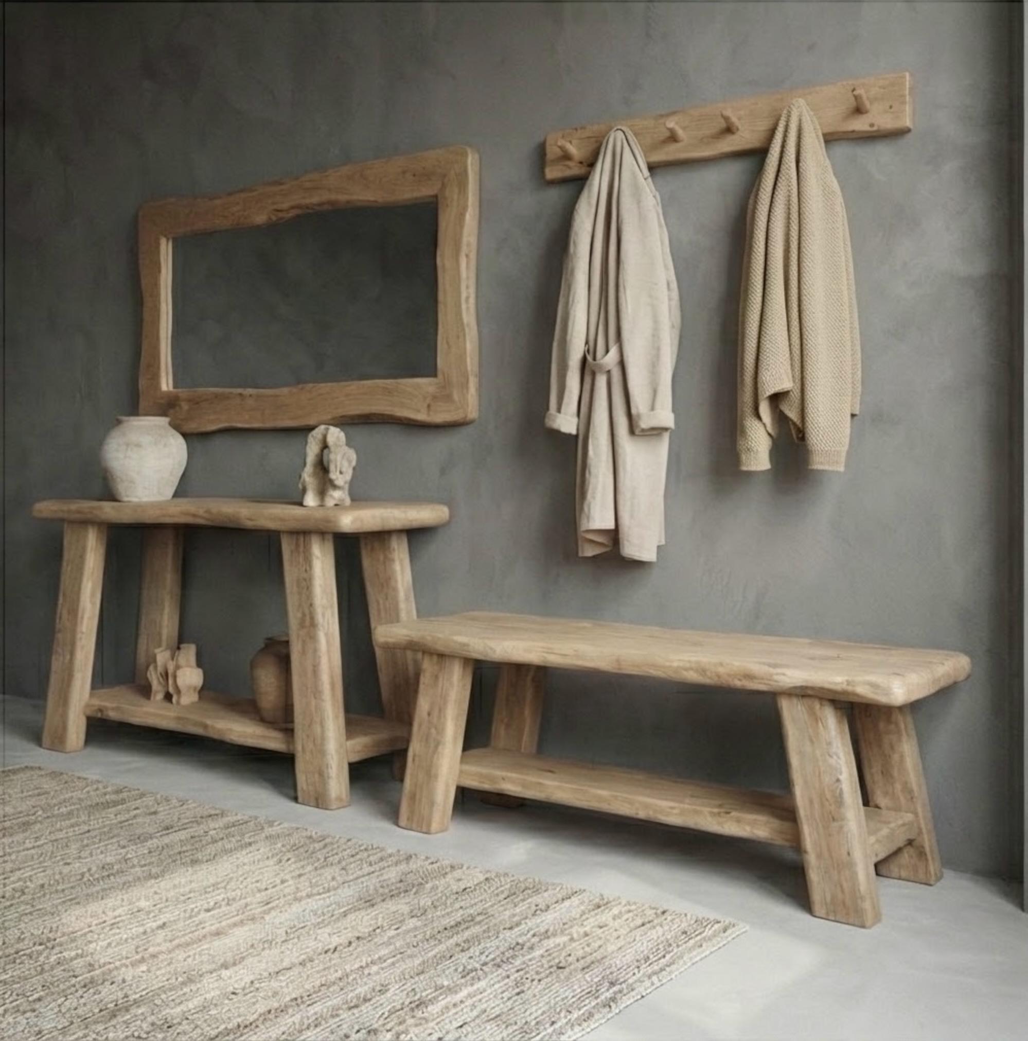 Reclaimed Oak Entryway Console Table – Organic Modern Design