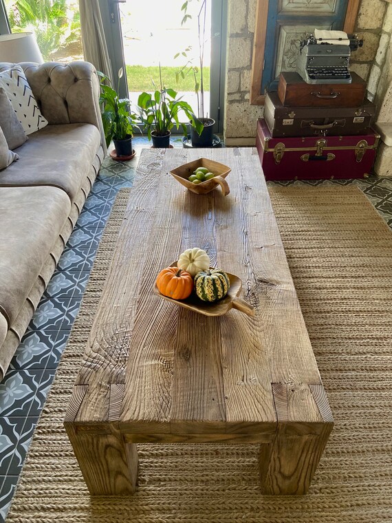 Long Coffee Table Reclaimed Wood Unique Wood Coffee Table Rustic Low Coffee Table Wood Reclaimed Etsy