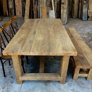 Rustic Oak Dining Table Reclaimed , Reclaimed Wood Kitchen Table With ...