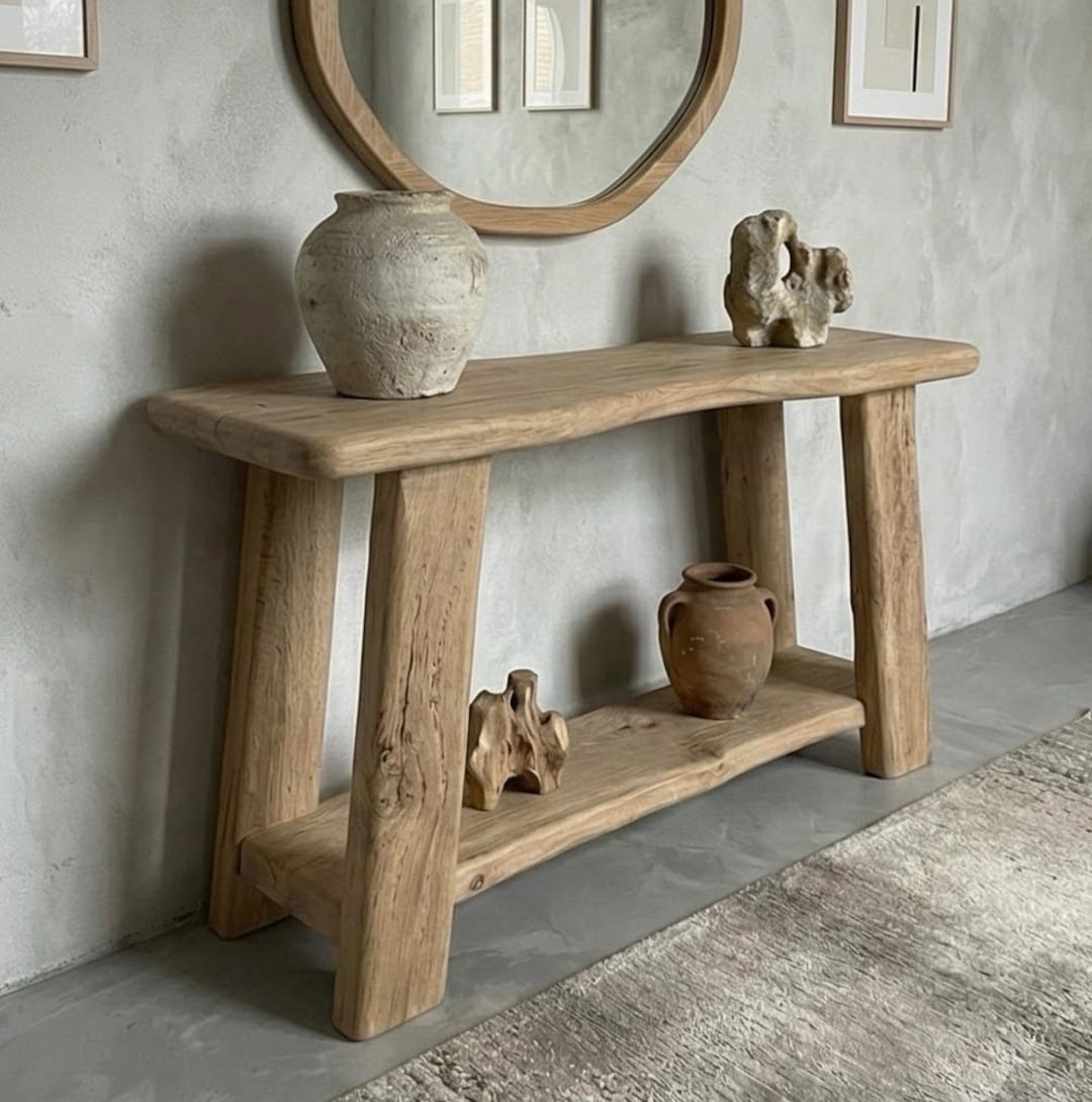 Reclaimed Oak Entryway Console Table – Organic Modern Design