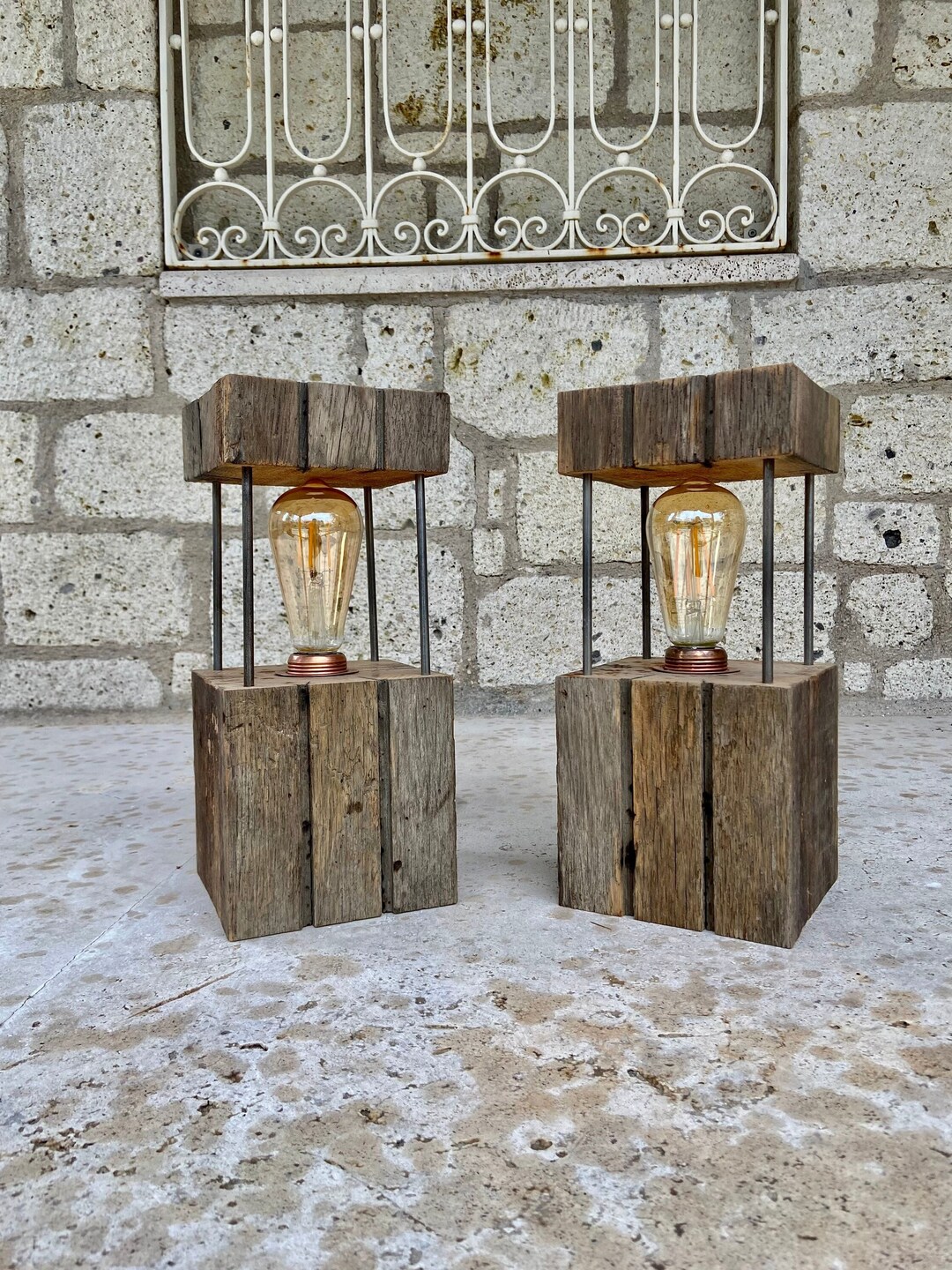 Unique Table Lamp Wood, Rustic Bedside Lamp for Bedroom Decor, Bedside ...