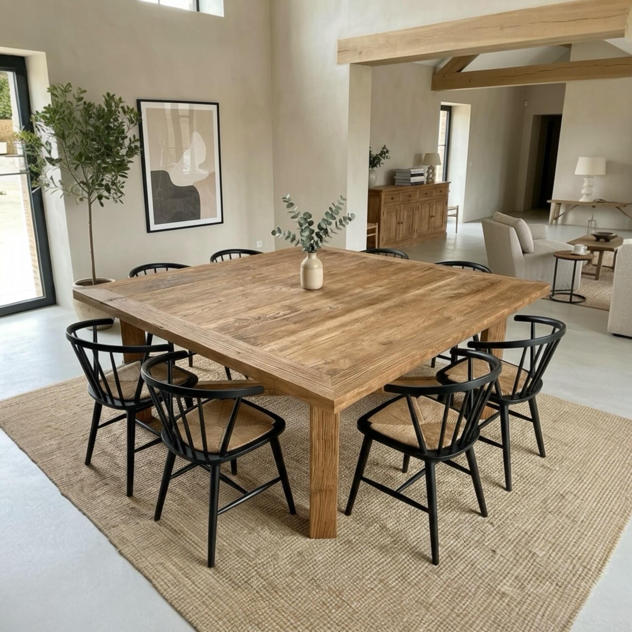 Forevich Tavolo Da Pranzo Rettangolare In Bambù Massiccio – Stile Metà Secolo – 119,4 Cm – Bianco – Facile Montaggio