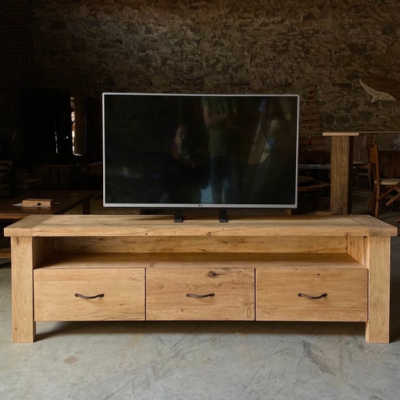 Rustic White Oak Tv Stand Reclaimed Tv Unit With Drawers Solid Wood Tv Stand Oak Tv Console Solid Oak Tv Cabinet Etsy