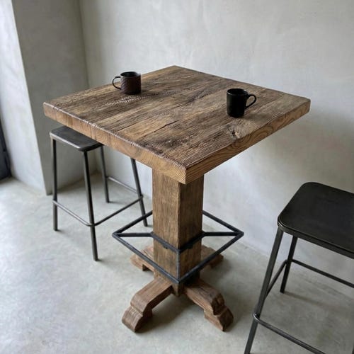 Reclaimed Oak Pub Table – Handcrafted Rustic Bar Table for Kitchen