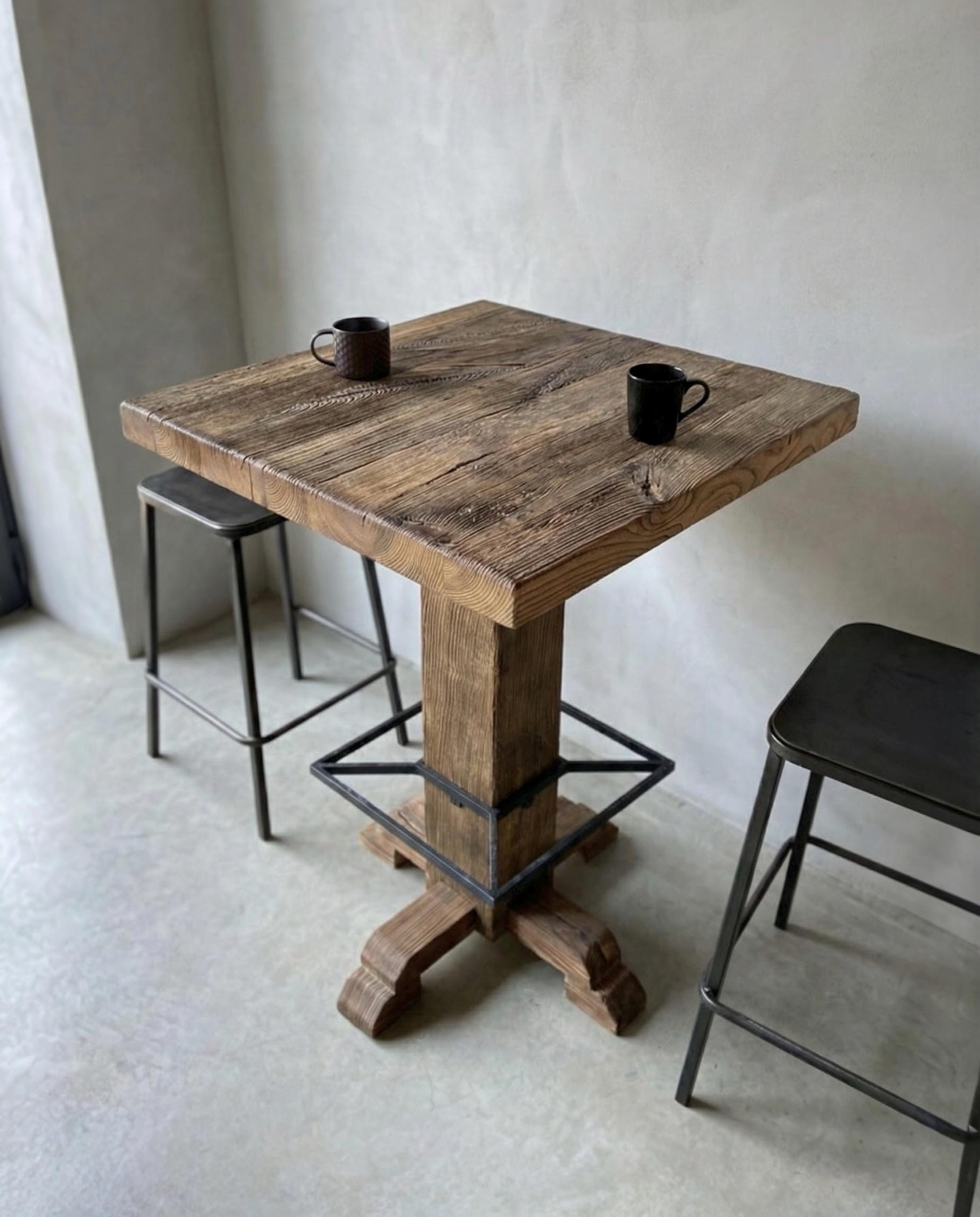 Reclaimed Oak Pub Table – Handcrafted Rustic Bar Table for Kitchen