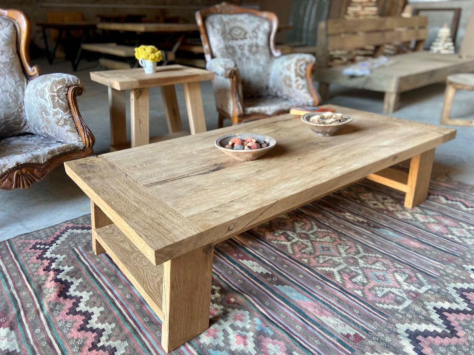 Modern Style Oak Coffee Table Reclaimed Wood, Natural Rustic Coffee ...