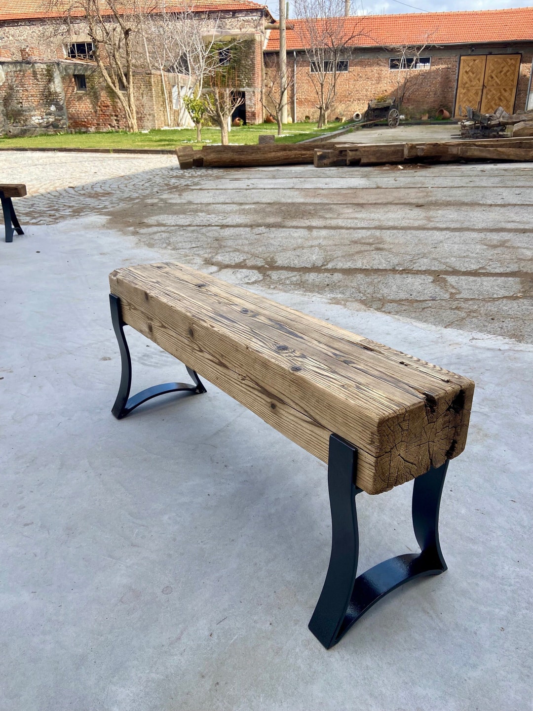 Rustic Wood Bench Metal Legs, Entryway Bench Reclaimed Wood, Hallway