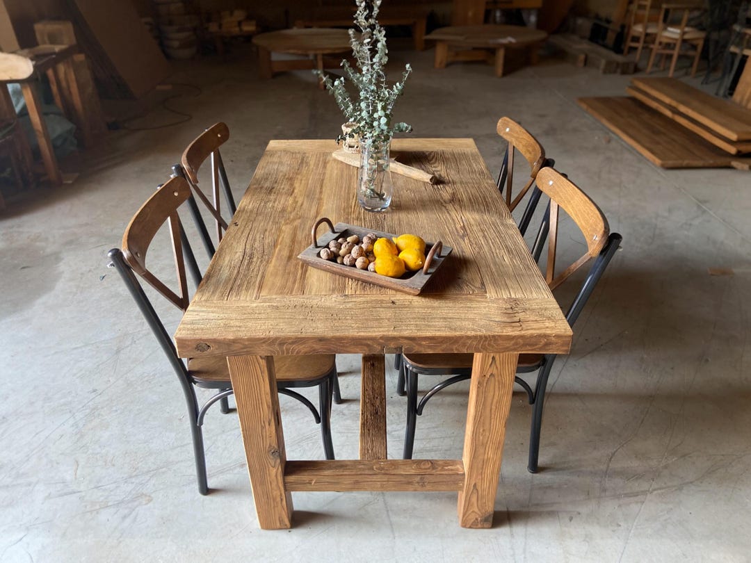 Handmade Reclaimed Wood Dining Table: Rustic Farmhouse Kitchen Table - Etsy