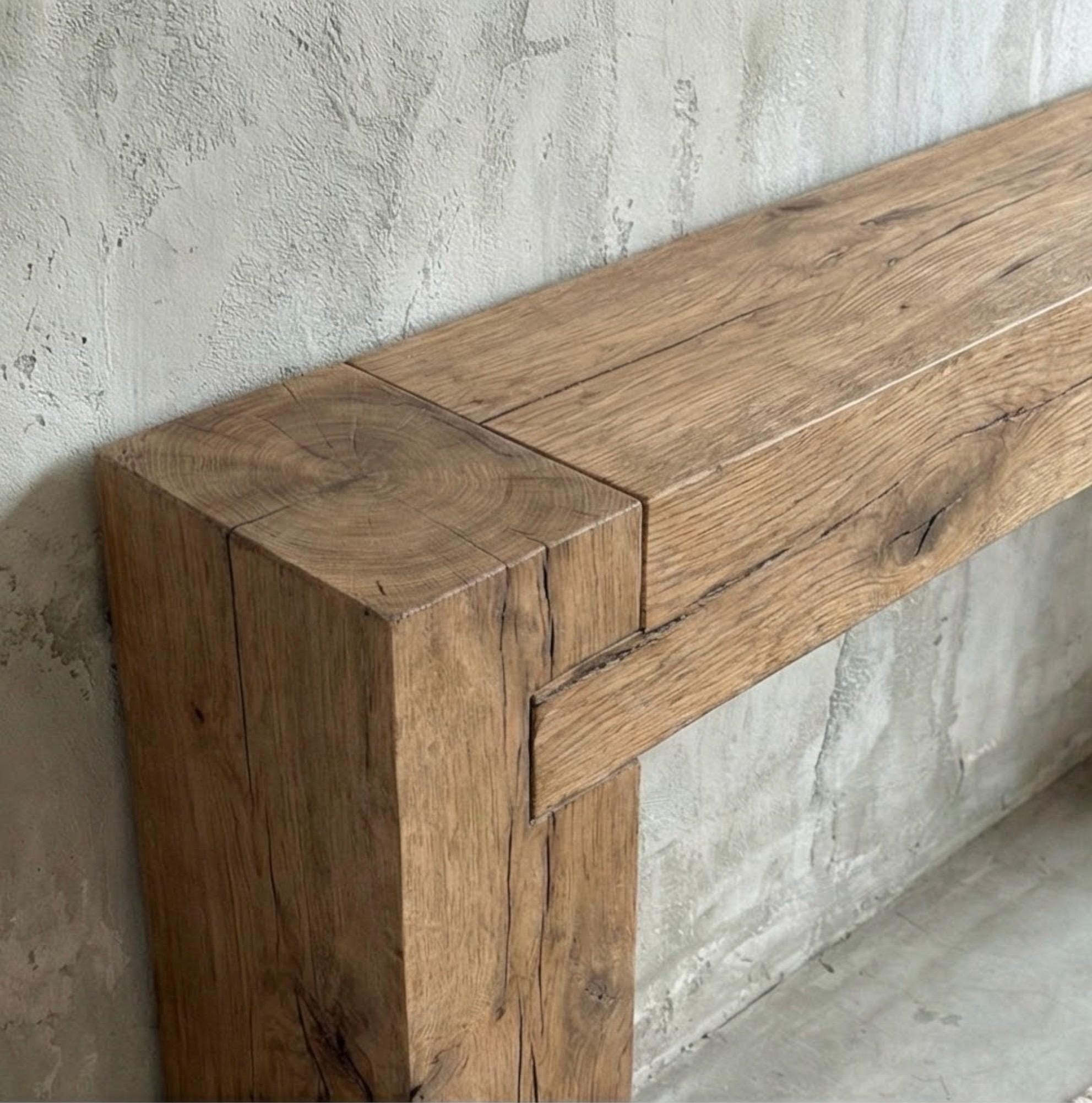 Rustic Beam Console Reclaimed Oak Beam Console Table: Handcrafted Rustic Entryway Furniture ...