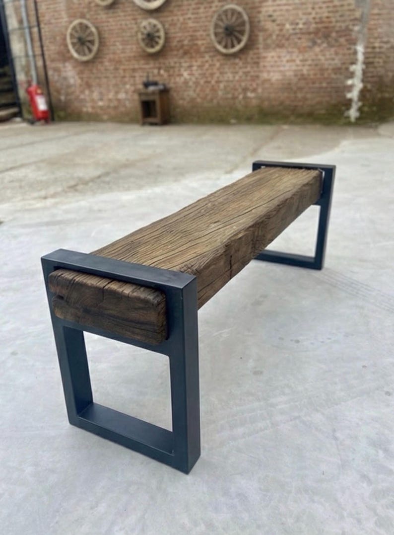 Reclaimed Oak Entry Bench – Rustic Farmhouse Hallway Furniture image 16