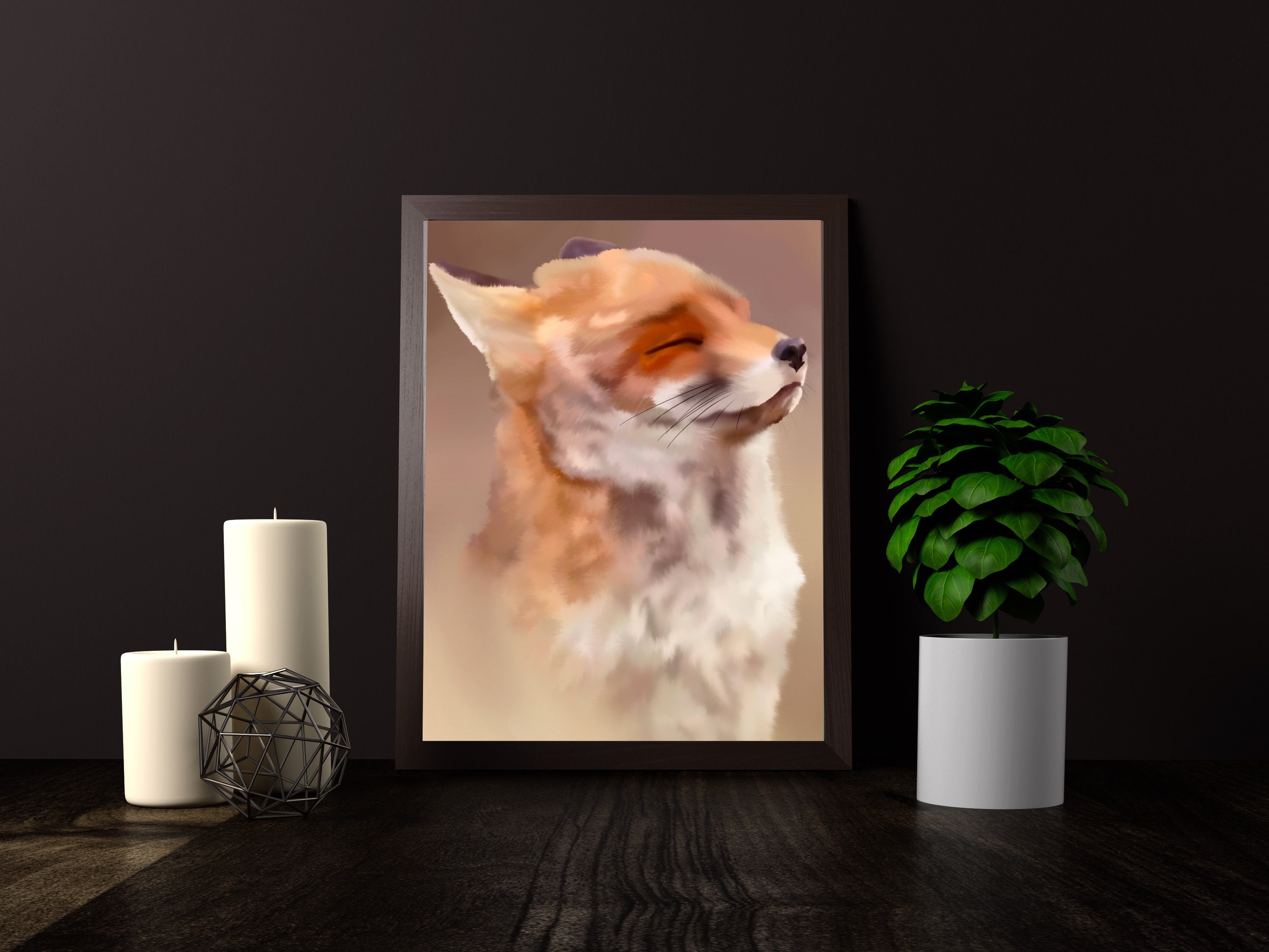 Fox wall art fox painting Digital download Etsy