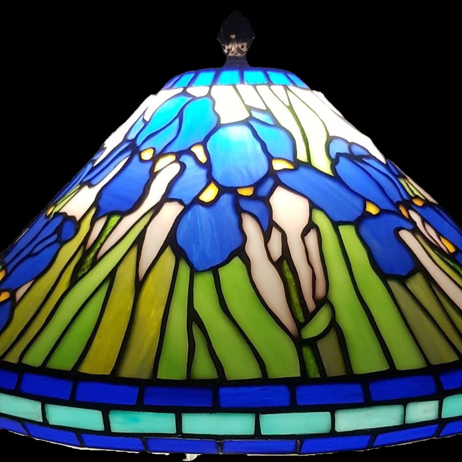 Stained Glass Lamp Tiffany Lamp Irises Etsy