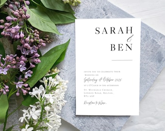 Simple Wedding Invitation Template: Editable Invite, RSVP Card (Digital Download)