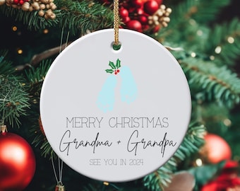 Promoted To Grandparents Ornament, Christmas Ornament, Pregnancy Announcement Reveal To Grandparents, New Baby Announcement Ornament Gift