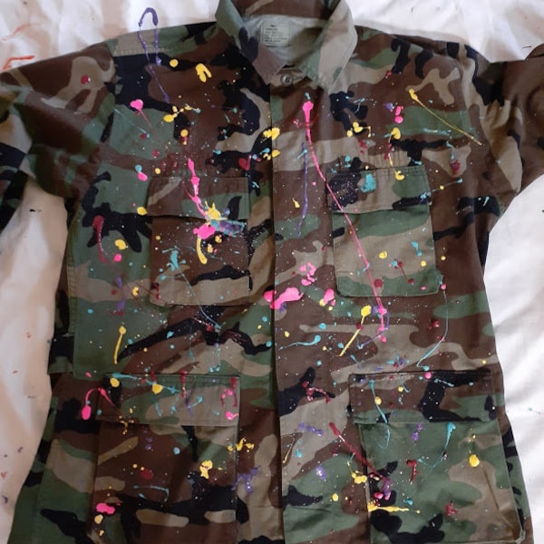 Painted Camo Leather Jacket main image 0