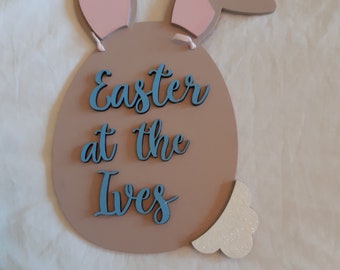 Personalised Easter Rabbit sign, Easter Bunny Decor, Easter decorations, Personalised Easter, Easter Sign, Spring home Decor