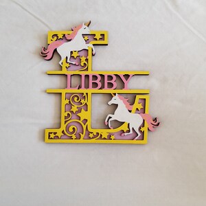Carta personalizada con unicornios, Regalo de unicornio personalizado, Decoración de guardería, Decoración de niñas, Regalo nuevo para bebés, Regalo personalizado,