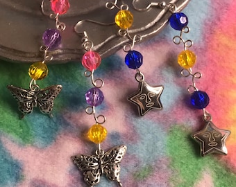Star and Butterfly Coiled Wire Earrings