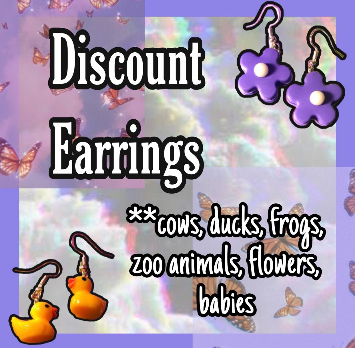 Discount/Discontinued Extra Earrings - Cows, Ducks, Frogs, Zoo Animal…