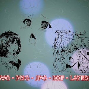Bundle Ahegao svg, Ahegao, Ahegao Layers svg, Ahegao face, bundle ahegao, ahegao silhouette, waifu, Neko Ahegao, waifu svg