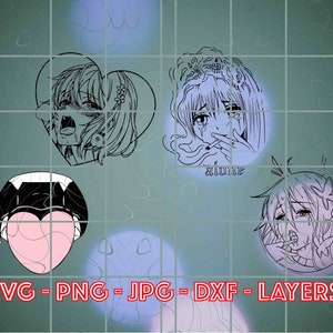 Bundle Ahegao svg, Ahegao, Ahegao Layers svg, Ahegao face, bundle ahegao, ahegao silhouette, waifu, Neko Ahegao, waifu svg