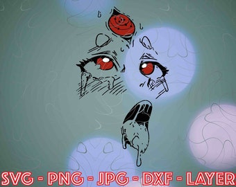 Ahegao Waifu Face SVG PNG: Anime Girl Silhouette (Digital Download)