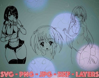 Ahegao Waifu SVG Bundle: Anime Girl Graphics (Digital Download)