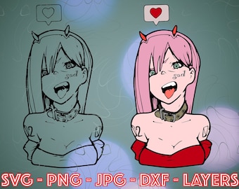 Ahegao Waifu SVG Bundle: Anime Girl Face (Digital Download)