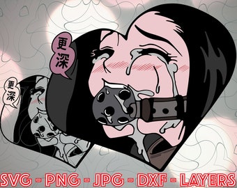 Bundle Ahegao svg, Ahegao, Ahegao Layers svg, Ahegao face, bundle ahegao, ahegao silhouette, waifu, Neko Ahegao, waifu svg