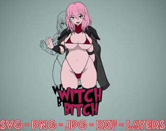 Ahegao Witch Waifu SVG Bundle (Digital Download)