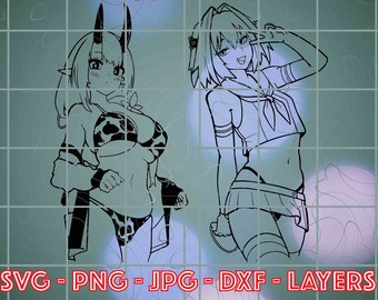 Paquete SVG de Ahegao Waifu: Gráficos de chicas anime (descarga digital)