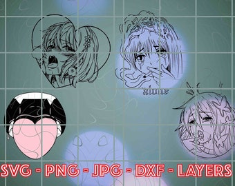 Ahegao Face SVG Bundle: Waifu Neko Silhouette (Digital Download)