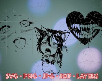 Ahegao Waifu SVG Bundle: Anime Girl Graphics (Digital Download)