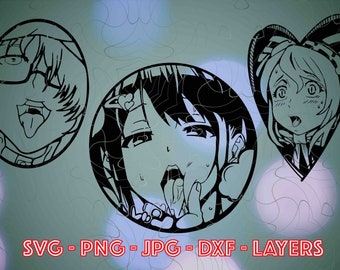 Ahegao Face SVG Bundle: Waifu Neko Silhouette (Digital Download)